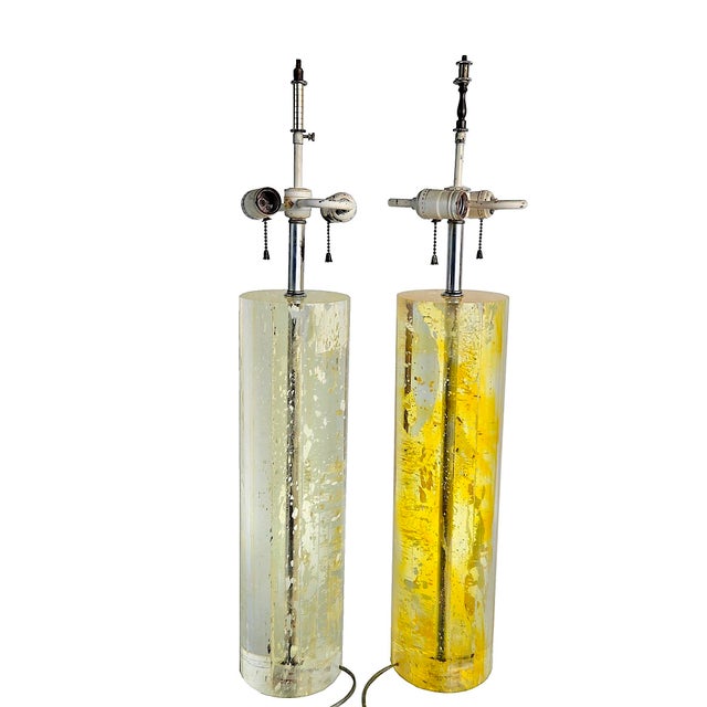 Mid 20th Century Frederick Cooper Chicago Fractal Resin Tall Table Lamps, Set of 2 For Sale In Miami - Image 6 of 17