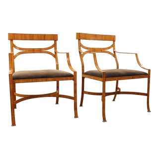 Faux Bois Tole Armchairs by Maitland Smith - a Pair For Sale