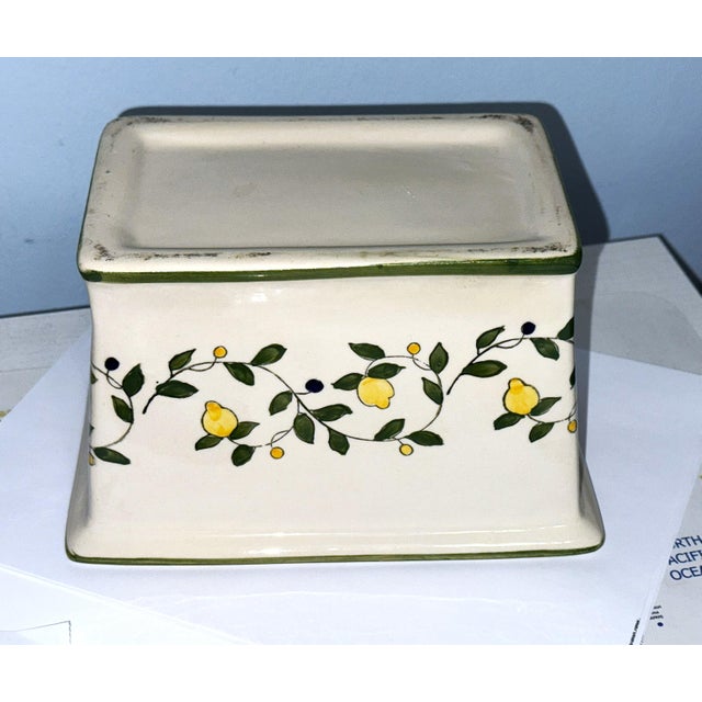 Vintage Rectangular Planter With Hand Painted Lemons and Green Trim For Sale - Image 11 of 11