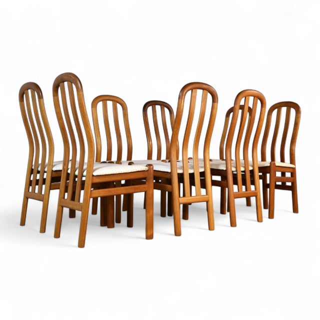 1970s Attributed to Skovby Vintage Danish Modern Set of 8 Teak Dining Chairs C. 1970s For Sale - Image 5 of 8