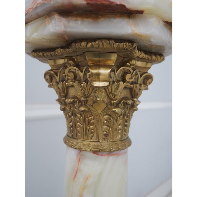 Traditional Onyx Marble French Empire Style Column Pedestal For Sale - Image 3 of 12