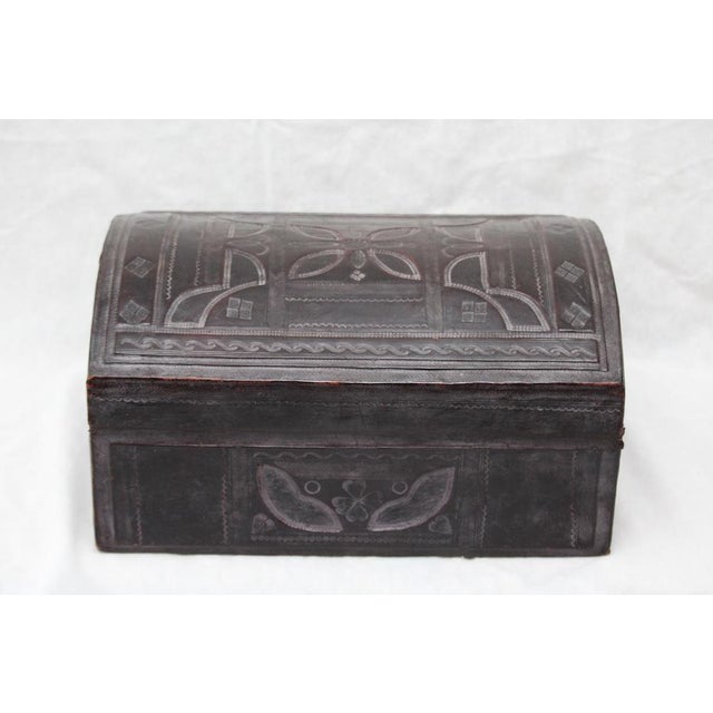 Vintage Wood and Leather Trunk, 1980s For Sale - Image 15 of 18