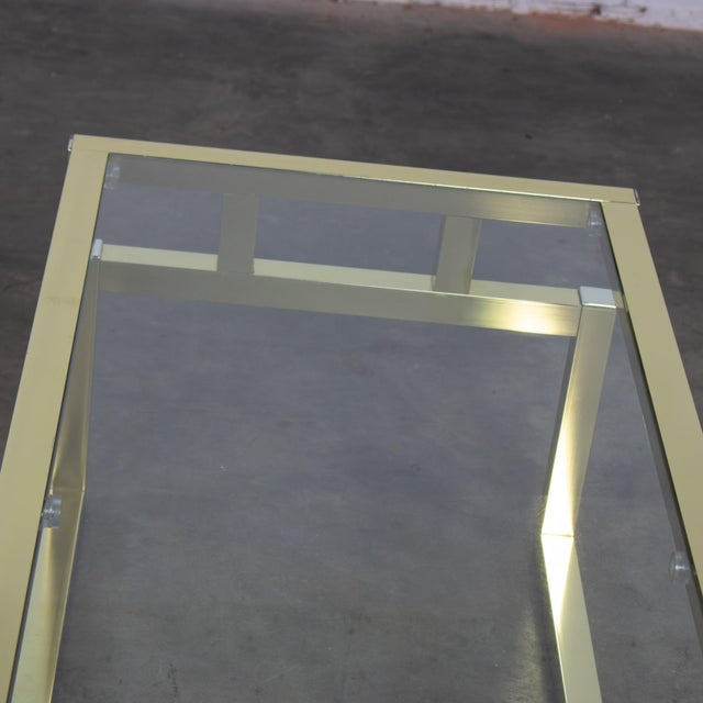 Late 20th Century Modern Coffee Table Brass Toned Anodized Aluminum Frame With a Glass Inset Top For Sale - Image 11 of 18