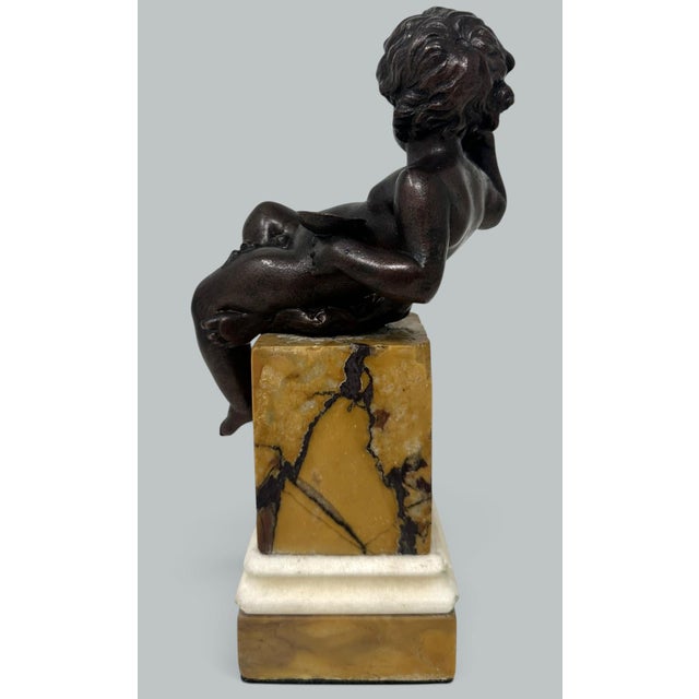 Grand Tour Antique Regency Grand Tour French Bronze Dore Cherub Putti Sienna Marble 19 Cent For Sale - Image 3 of 10