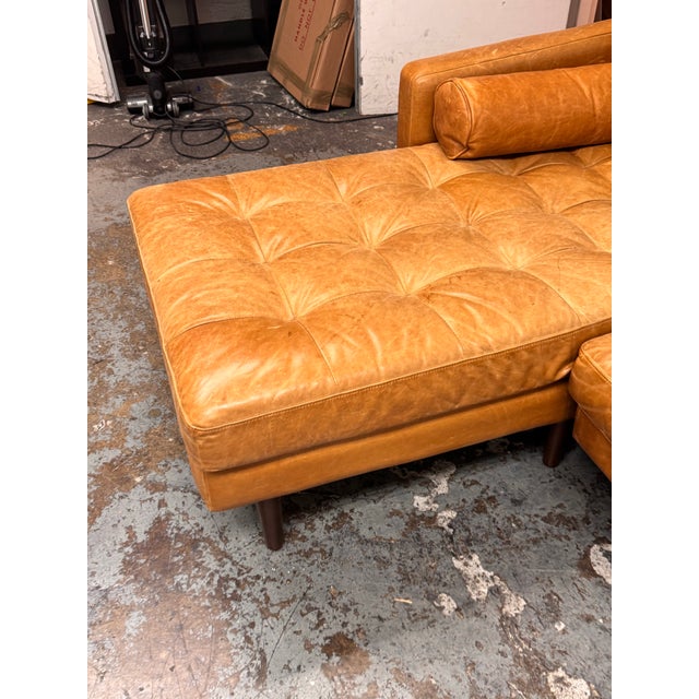 Poly & Bark Napa Leather Sectional Sofa + Chaise, Cognac Tan For Sale In San Francisco - Image 6 of 12