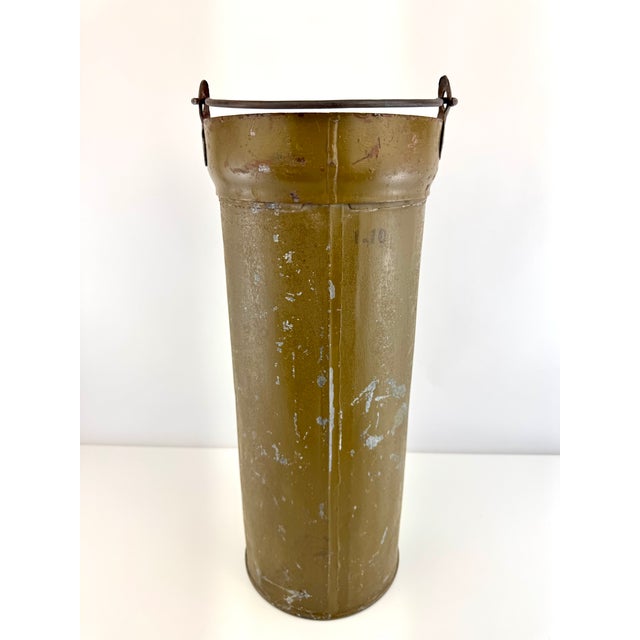 Metal Vintage Soviet Military Steel Utility Canister Industrial Umbrella Stand For Sale - Image 7 of 12