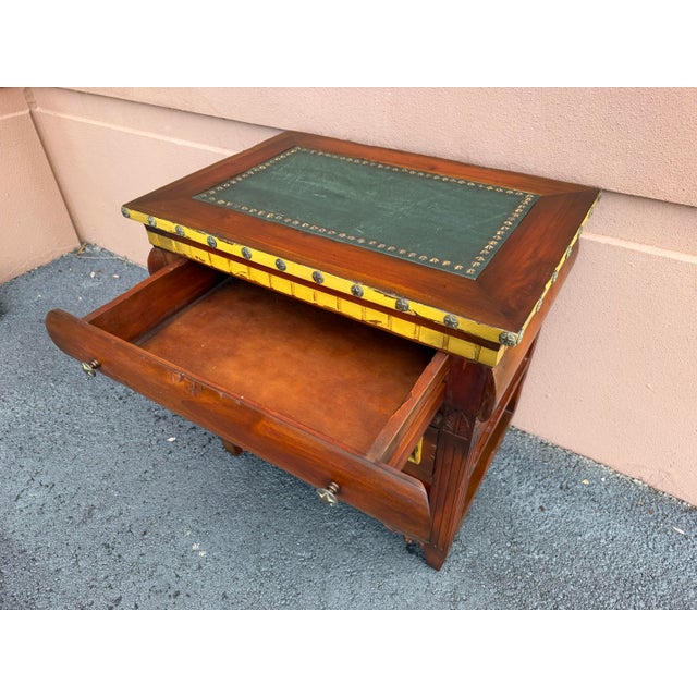 Vintage GuildMaster Campaign Style Accent Chest With Leather Top For Sale In Naples, FL - Image 6 of 12