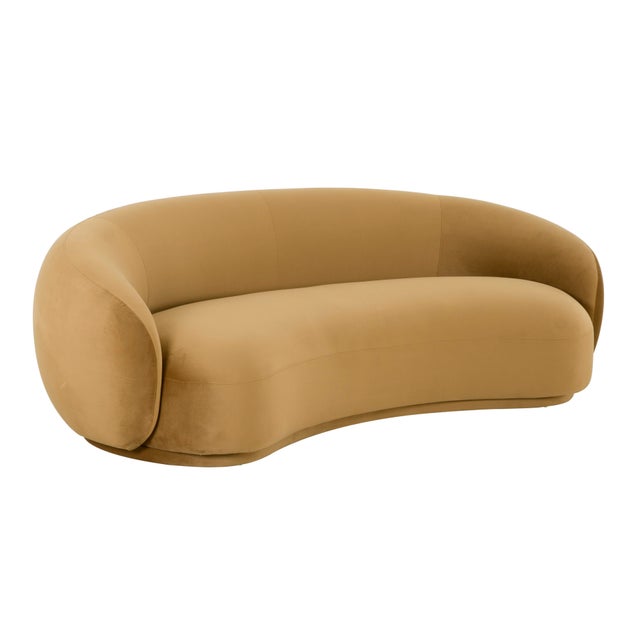 Wood Kendall Cognac Velvet Sofa For Sale - Image 7 of 7