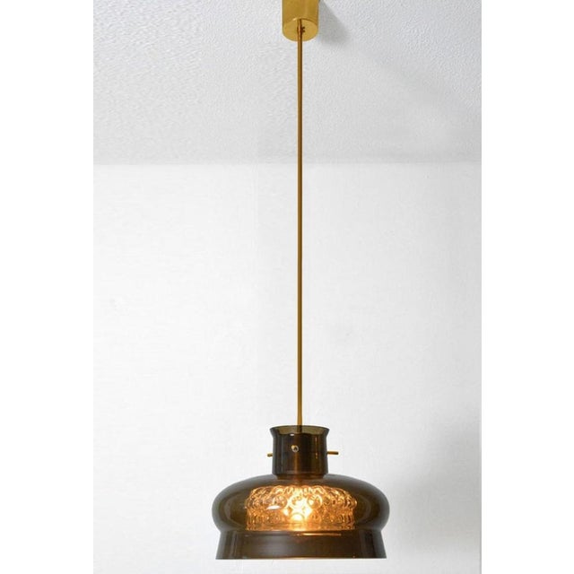 Brown and Bubble Glass Pendant Lights attributed to Carl Fagerlund for Orrefors, 1960s, Set of 2 For Sale - Image 10 of 13