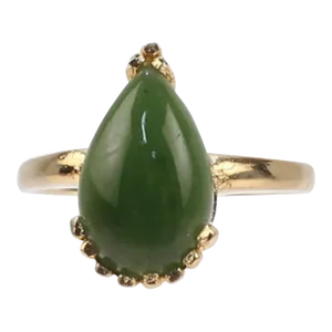 Vintage 14 Karat Gold and Nephrite Jade Cocktail Ring Size 6.5
