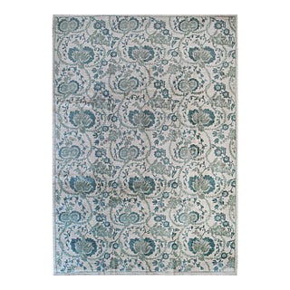 8x10 Cassandra Bianca Green Classic Floral Hand Knotted Afghan Wool Carpet Rug For Sale