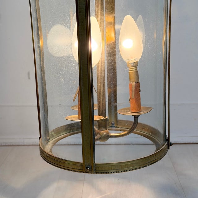 Louis XVI Style Brass Lantern Pendant Light, 1930s For Sale - Image 4 of 9