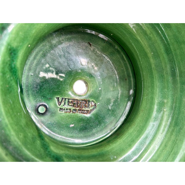 Vintage Vietri Italian Verde Glazed Terracotta Planter With Handles – Mediterranean / Tuscan For Sale - Image 9 of 11