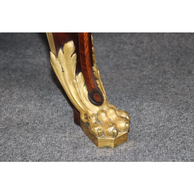 Late 19th Century Signed Lexcellent Superb Quality Louis XV Inlaid Marble Top Commode For Sale - Image 4 of 9