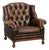 Vintage English Cowhide Chesterfield Wing Armchair For Sale