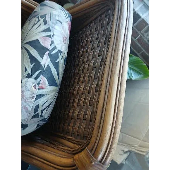 Contemporary Braxton Culler Rattan Bamboo Wicker Side Arm Chair For Sale - Image 3 of 5
