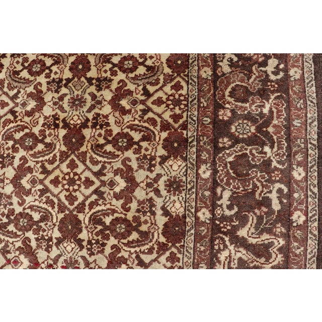 Early 20th Century Antique Turkish Sivas Rug With Tan Background and Maroon, Eggplant, Brown Color For Sale - Image 9 of 13