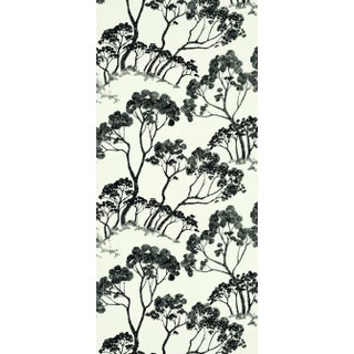Schumacher Timber Wallpaper in Black & White For Sale