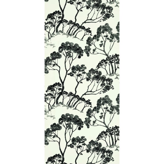Schumacher Timber Wallpaper in Black & White For Sale