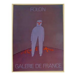1983 Original French Surrealist Poster, Galerie De France (Man With Arrows)