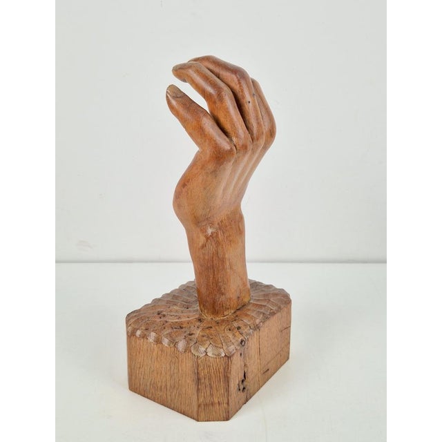 1950s Brutalist Arts and Crafts Sculpture Wooden Hand, 1950s For Sale - Image 5 of 11