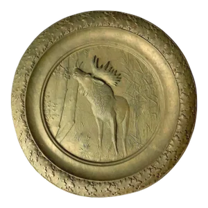 Circa 1950s Metal Embossed Moose Wall Plaque