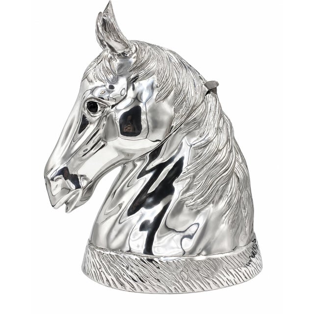 Mid-Century Modern Vintage Equestrian Horse Head Champagne Ice Bucket Cooler Silverplate For Sale - Image 3 of 13
