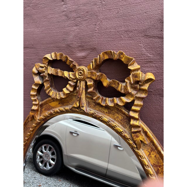 Empire French Inspired Style Oval Shaped Mirror in Black and Gold .