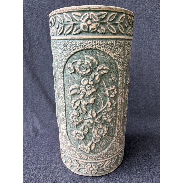 Vintage Green Floral Ransbottom Umbrella Stand For Sale - Image 9 of 13