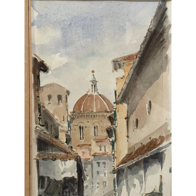 Late 20th Century “Cattedrale Di Santa Maria Del Fiore” Watercolor Street Scene, Signed Rino Golinelli For Sale - Image 11 of 12
