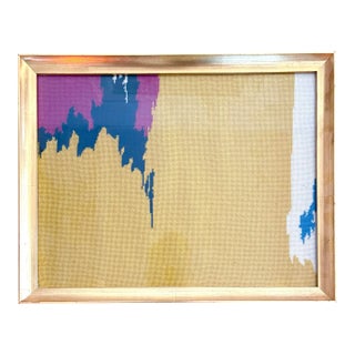 Mid Century Embroidery Art Fine Needle Point Abstract Artwork by Odina Wrobleski For Sale