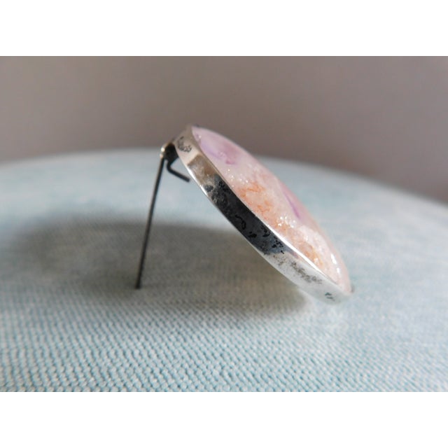 Antique Victorian 1890's English Oval Rose Quartz Sterling Silver Brooch Antique oval brooch pin made of Rose Quartz in a...