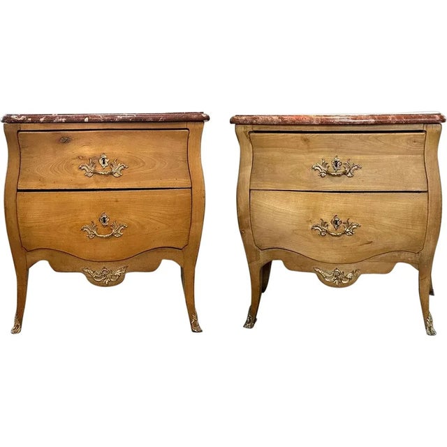 DETAILS These antique chests of drawers retains their original silvered bronze hardware, escutcheon and shaped rouge...