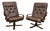 Norwegian Swivel Chairs in Leather and Beech, 1970s, Set of 2 For Sale