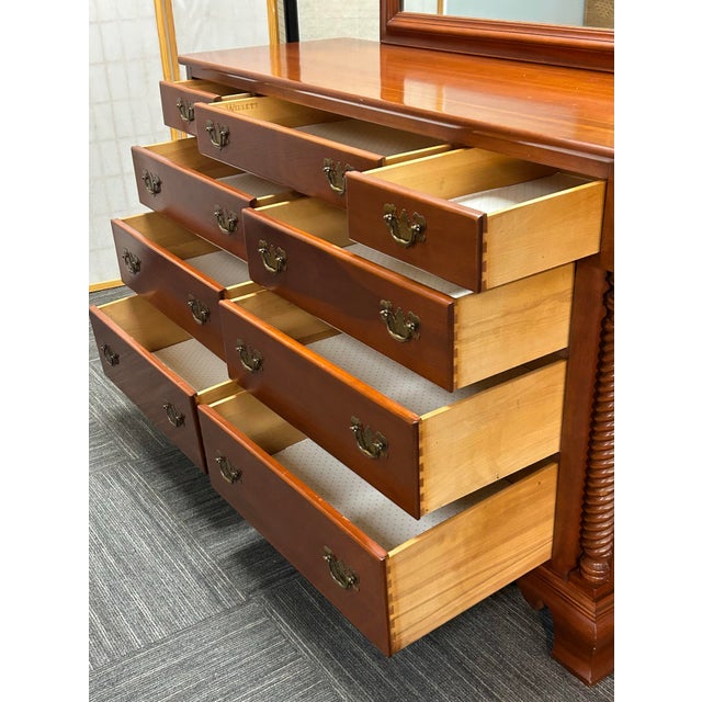 American Mid 20th Century Cherry Dresser and Mirror For Sale - Image 3 of 7