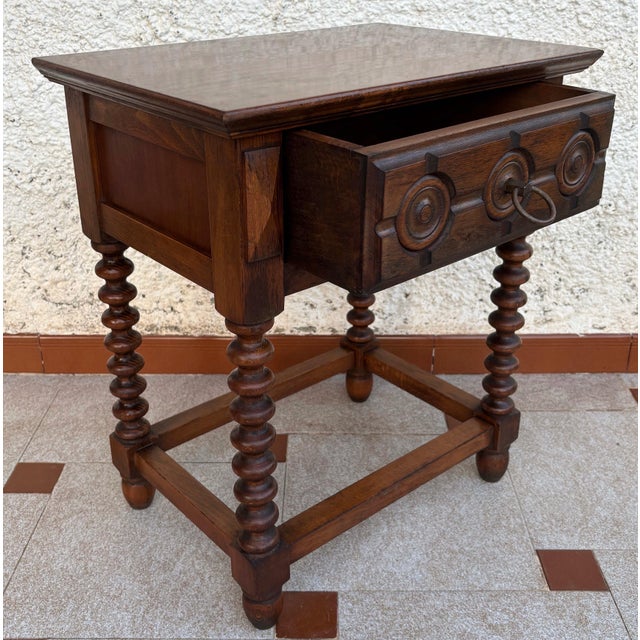 Brown Spanish Carved Wood Side Table, Mid 20th-Century For Sale - Image 8 of 12