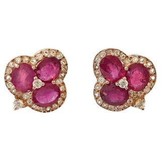 Bochic "Orient" Vintage Retro Diamond & Ruby & Set In 18K Gold & Silver For Sale