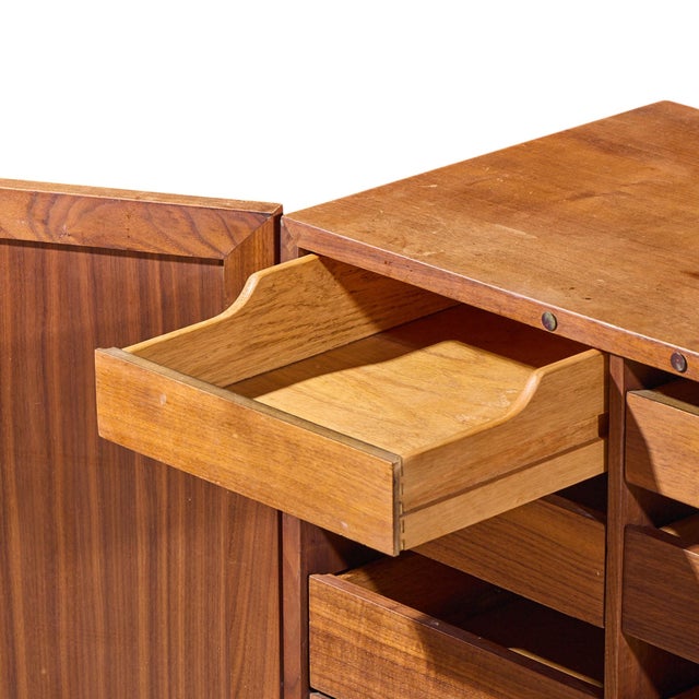 Kipp Stewart for Calvin Mid Century Walnut and Cane Front Cabinet Armoire For Sale In Chicago - Image 6 of 9