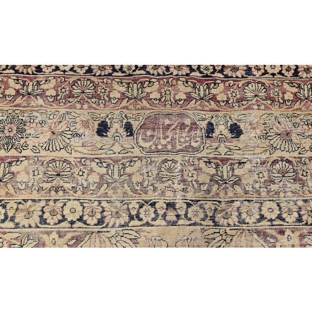 19th Century Persian Kerman Lavar Rug, Hand-Knotted Wool, Floral Pattern, Ivory & Black, 9x10 For Sale - Image 15 of 18