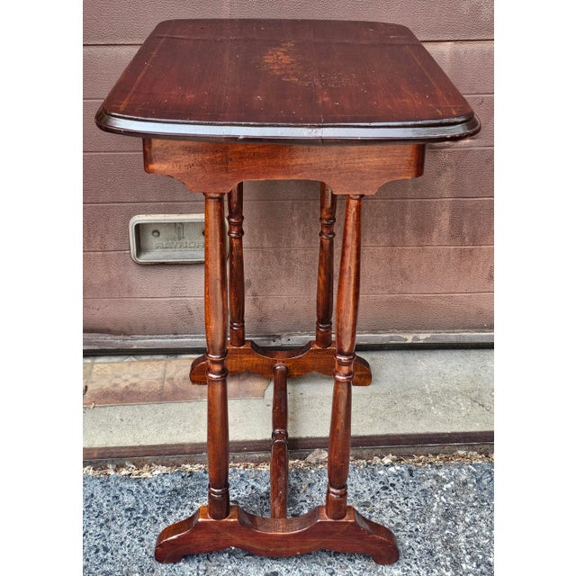 American Antique Cherry Stained and Flower Decorated Side Table For Sale - Image 3 of 9