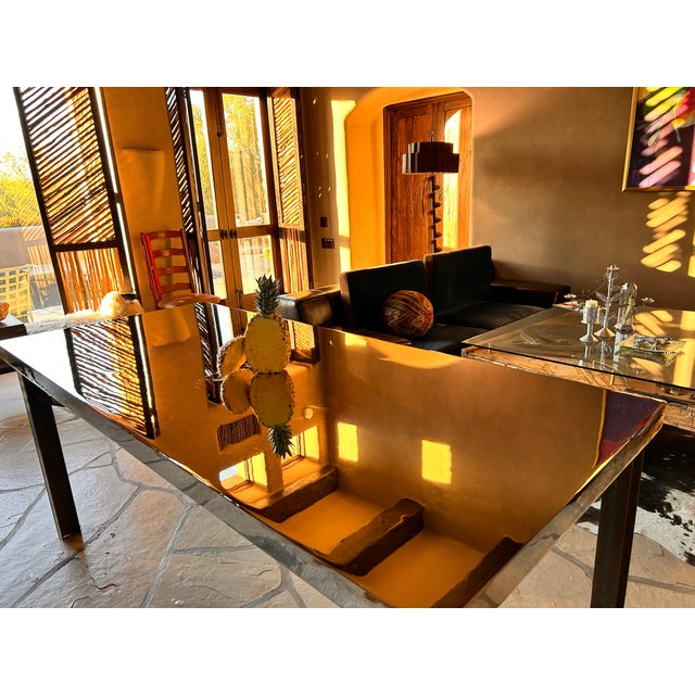 Brutalist Industrial Modern Dining Table, Solid Steel, Chrome Plated. For Sale - Image 14 of 18