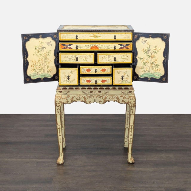 Vintage Chinoiserie Lacquered Jewelry Chest For Sale - Image 4 of 11