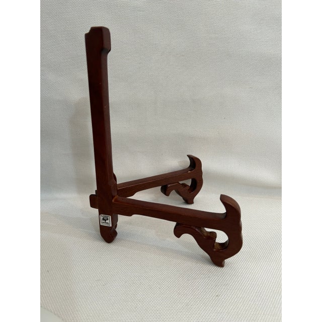 Wood Early 20th Century Minton “Poonah” Dinner Plate With Chinoiserie Mahogany Stand For Sale - Image 7 of 8