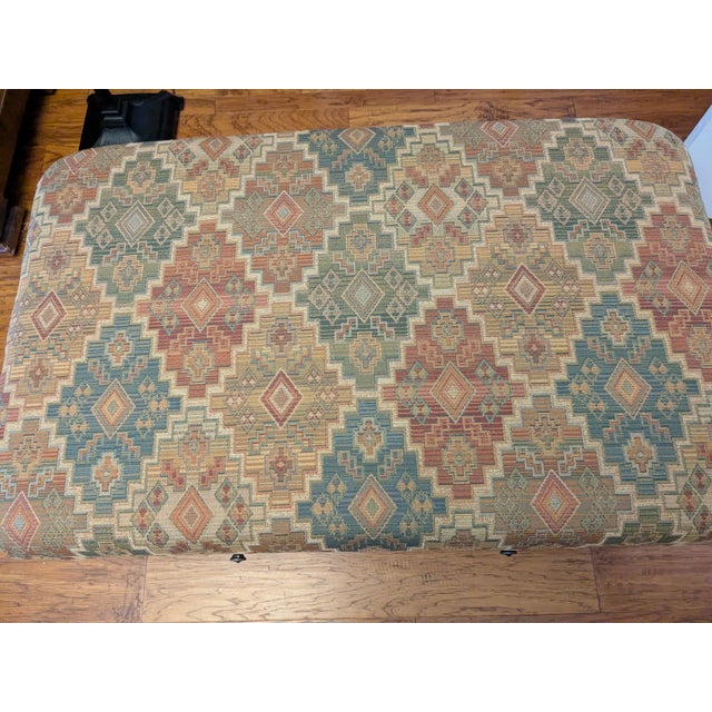 Wood 2004 Hancock & Moore Kilim & Leather Storage Ottoman With Drawers For Sale - Image 7 of 10