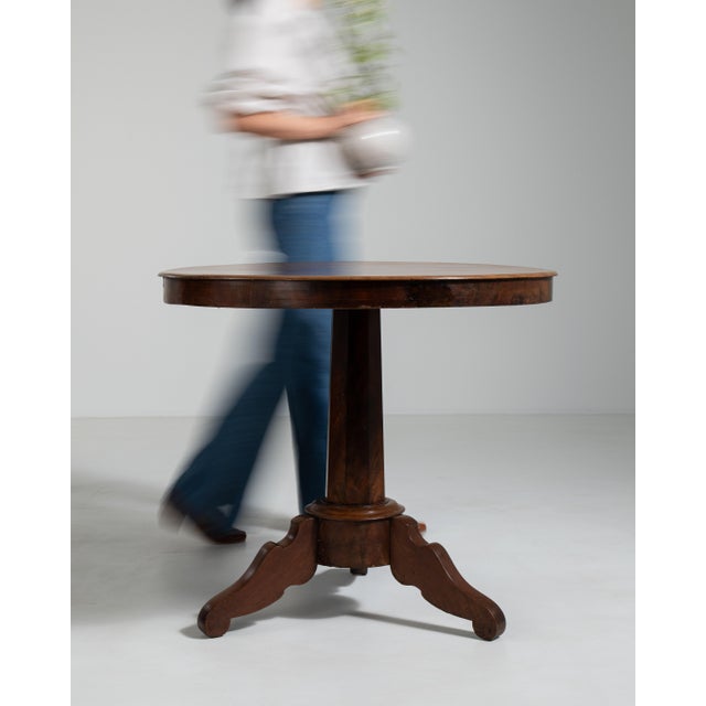 Brown Eclectic Round Side Table, Antique, France, Early 20th Century For Sale - Image 8 of 18