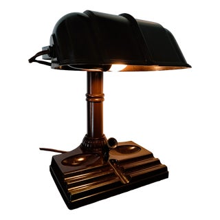 Vintage Art Deco Bankers Table Lamp, 1930s For Sale