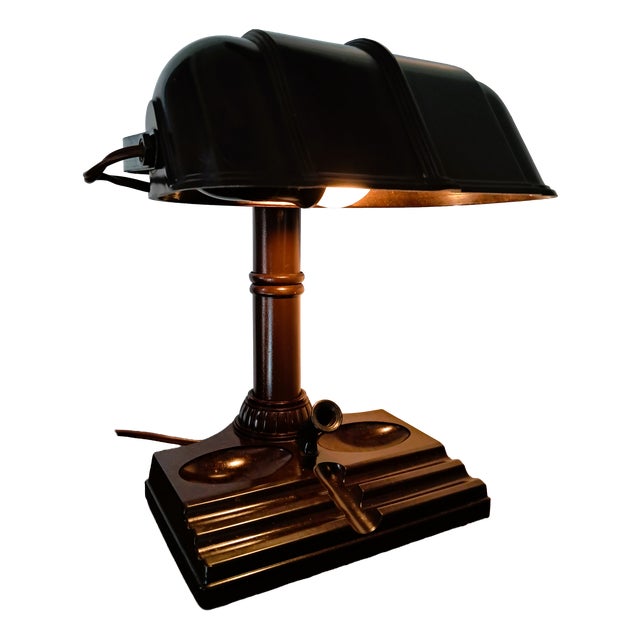 Vintage Art Deco Bankers Table Lamp, 1930s For Sale
