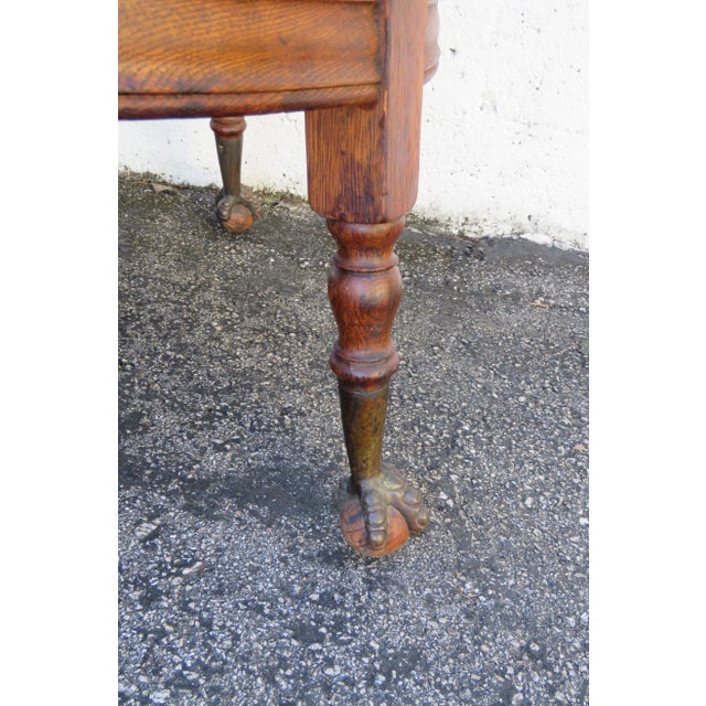 Wood Late 1800s Victorian Octagon Tiger Oak Carved Side End Table For Sale - Image 7 of 12