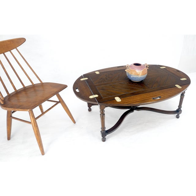 Spanish Colonial Turned Legs Drop Leaves Butlers Tray Coffee Table MINT For Sale - Image 11 of 13