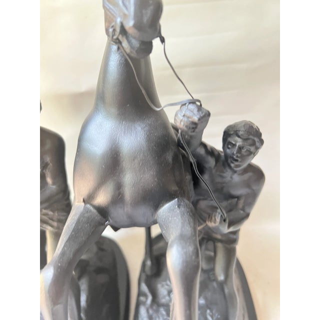 Pair of Vintage Figural Statue of Man & Rearing Horse For Sale - Image 9 of 13